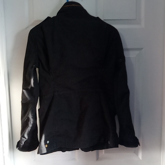 Womens TNA Military Jacket Size Small Cotton Army Cargo Coat Black Retro - Picture 10 of 16